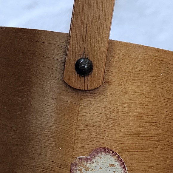 Vintage Wood Biscuit Barrel Hand Painted Cookies Pail 50s Farmhouse Cottage MCM - Picture 15 of 16